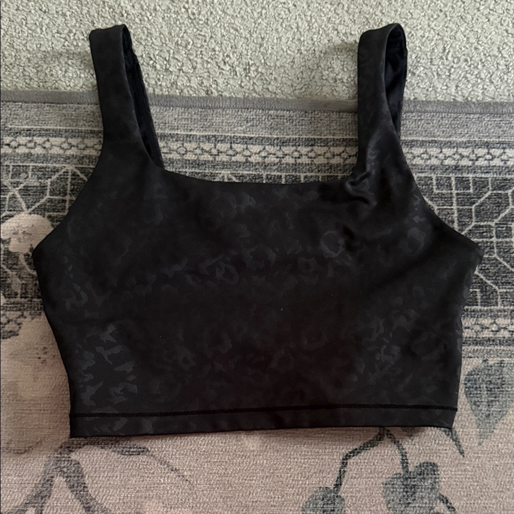 Black Cropped printed long line Top